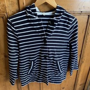 J.Crew navy/white striped cotton hoodie